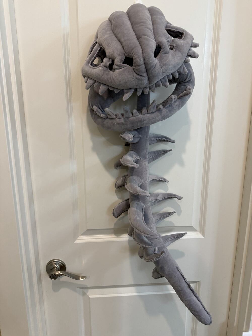 Plush T-Rex Dinosaur Skull Helmet Costume Halloween w/ Spine Tail